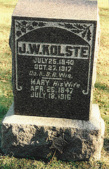 Grave of J.W. Kolste and his wife Mary.