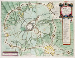 Map of the Siege of Grol (Groenlo) in 1627 by Frederick Henry, Prince of Orange. Map by J.Blaeu, 1649.